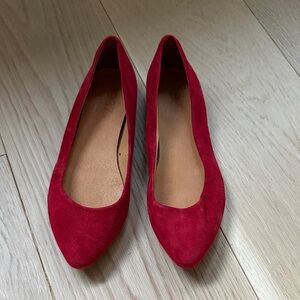 Madewell Sidewalk Skimmers Red Suede Pointed-Toe Flats 6.5